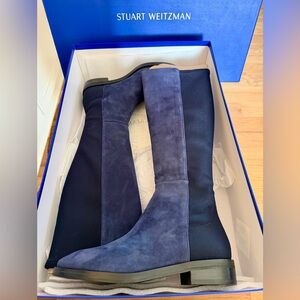 Stuart Weitzman Blue Suede Knee High Boots New with Box & Bag